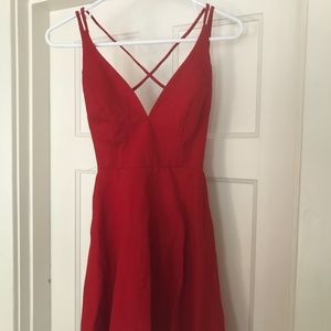 Lulu's red open back skater dress